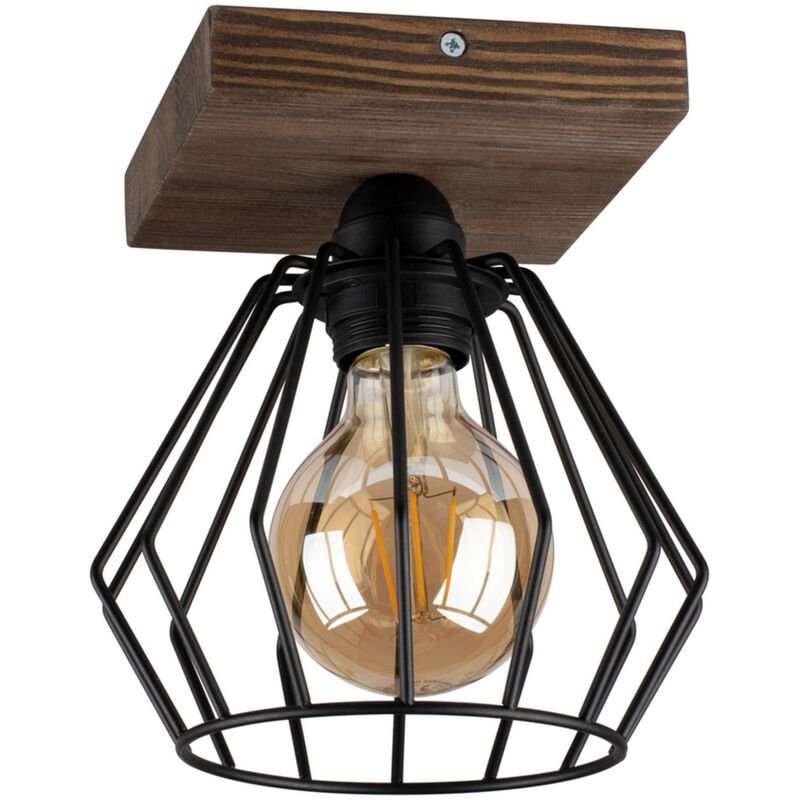 foto del prodotto epikasa lampada a soffitto eufrate, legno, metallo, marrone, nero, 19x19x23 cm