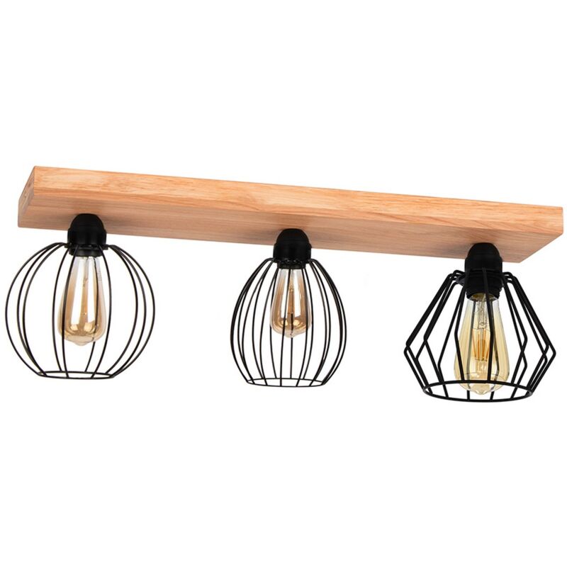foto del prodotto epikasa lampada a soffitto eufrate, legno, metallo, marrone, nero, 19x59x23,5 cm