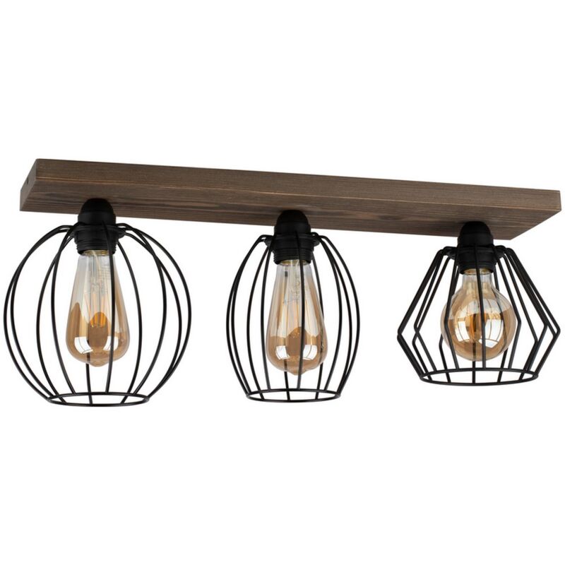 foto del prodotto epikasa lampada a soffitto eufrate, legno, metallo, marrone, nero, 19x59x23,5 cm