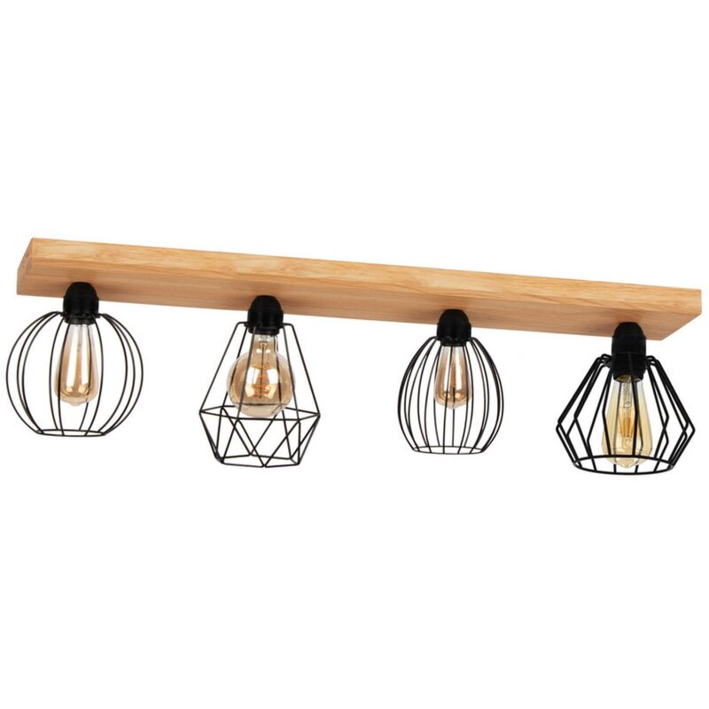 foto del prodotto epikasa lampada a soffitto eufrate, legno, metallo, marrone, nero, 19x75,6x23,5 cm