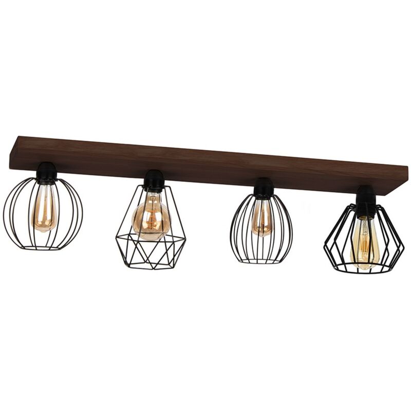 foto del prodotto epikasa lampada a soffitto eufrate, legno, metallo, marrone, nero, 19x75,6x23,5 cm