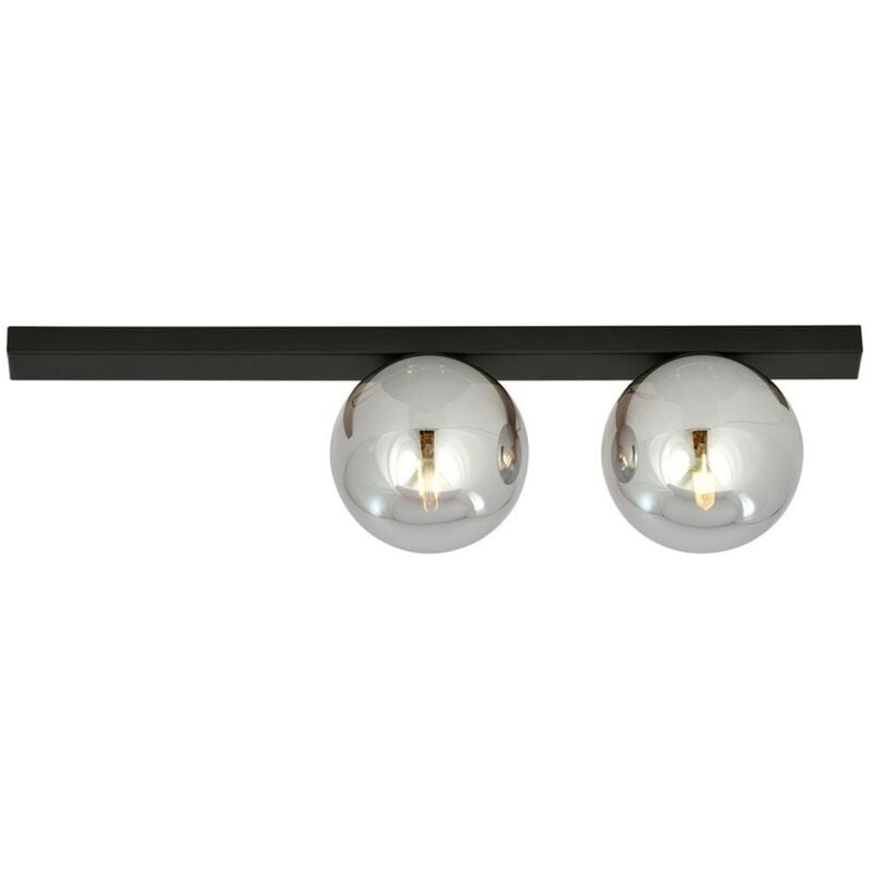 foto del prodotto epikasa lampada a soffitto fit, acciaio verniciato a polvere, vetro, nero, grigio, 60x17x14 cm