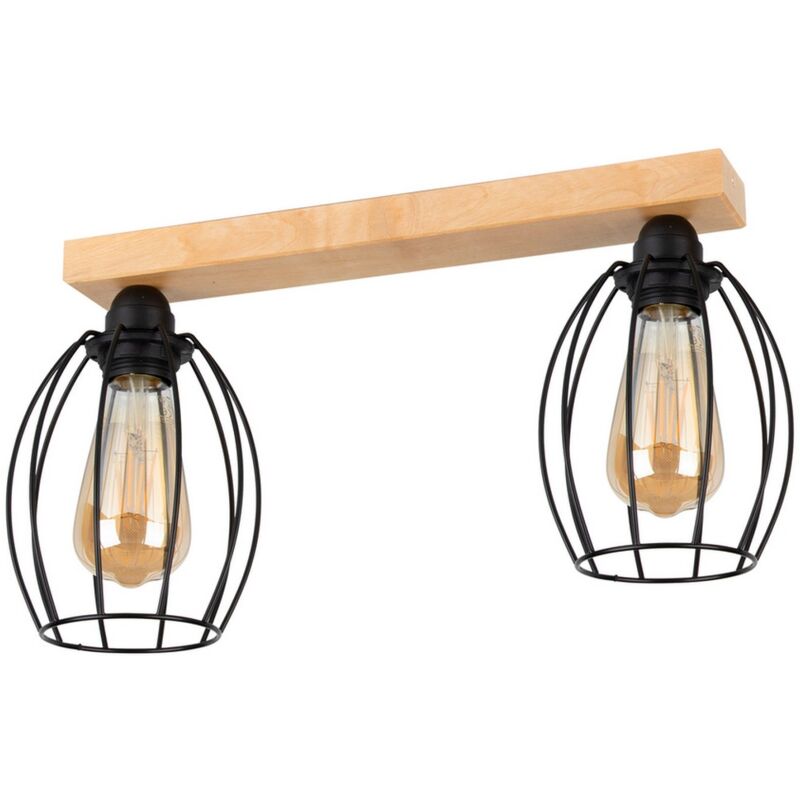 foto del prodotto epikasa lampada a soffitto geul, legno, metallo, marrone, nero, 13,5x35x22,5 cm
