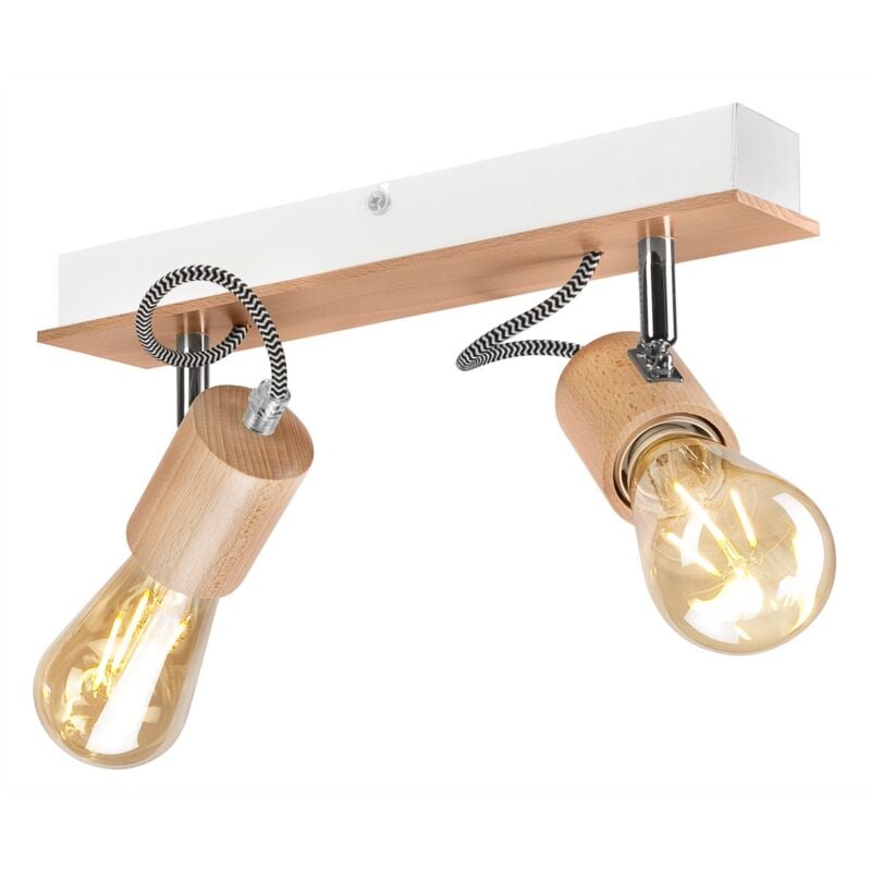 foto del prodotto epikasa lampada a soffitto gustavo, metallo, legno, marrone, bianco, 13x33x10 cm