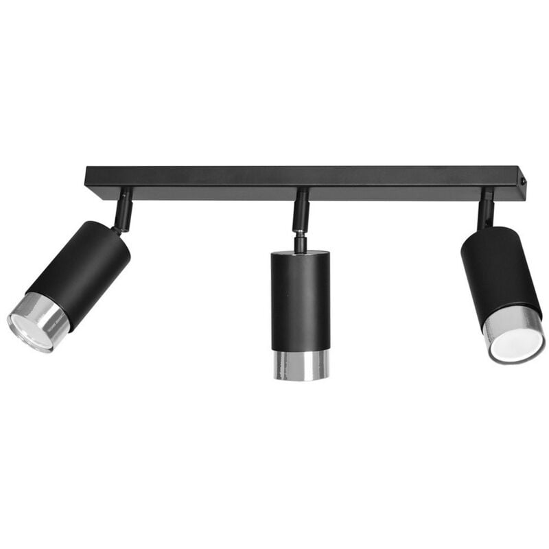 foto del prodotto epikasa lampada a soffitto hiro, acciaio verniciato a polvere, nero, cromo, 45x19x6 cm
