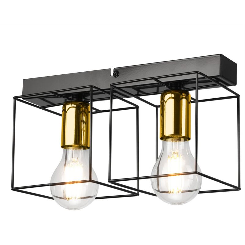 foto del prodotto epikasa lampada a soffitto mika, metallo, nero, oro, 17x32x13 cm