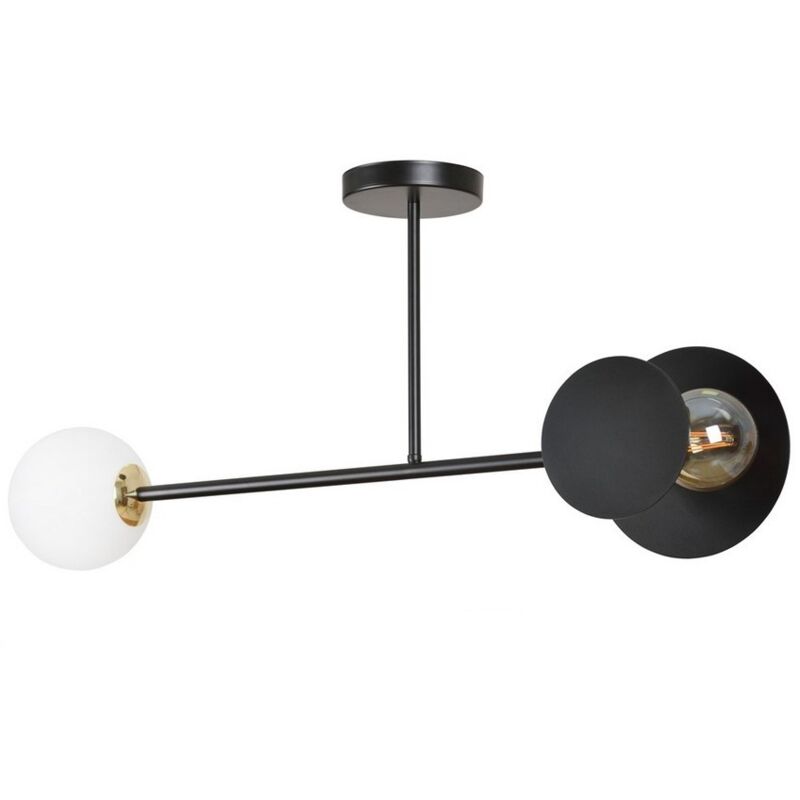 foto del prodotto epikasa lampada a soffitto minerva, acciaio verniciato a polvere, vetro, nero, bianco, 80x40x15 cm