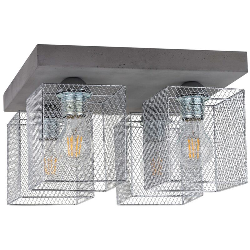 foto del prodotto epikasa lampada a soffitto mino, cemento, metallo, argento, grigio, 34x34x21 cm