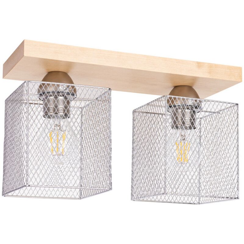 foto del prodotto epikasa lampada a soffitto mino, legno, metallo, marrone, argento, 13,5x35x21 cm