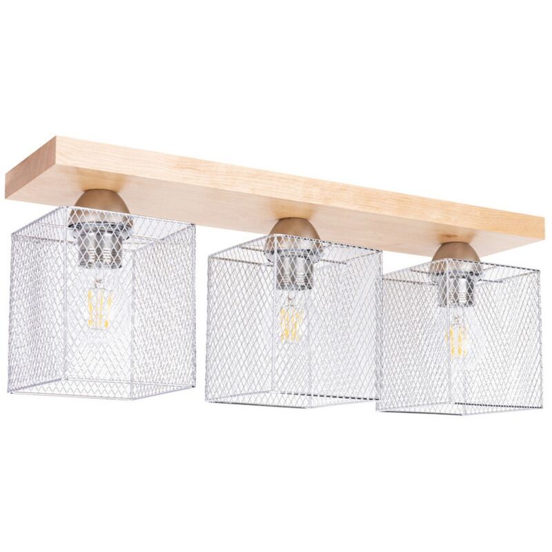 foto del prodotto epikasa lampada a soffitto mino, legno, metallo, marrone, argento, 13,5x55x21 cm