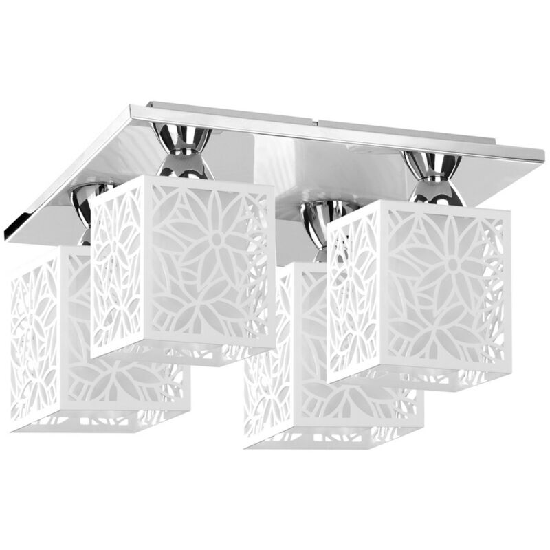 foto del prodotto epikasa lampada a soffitto mino, metallo, plastica, vetro, argento, bianco, 33x33x22 cm