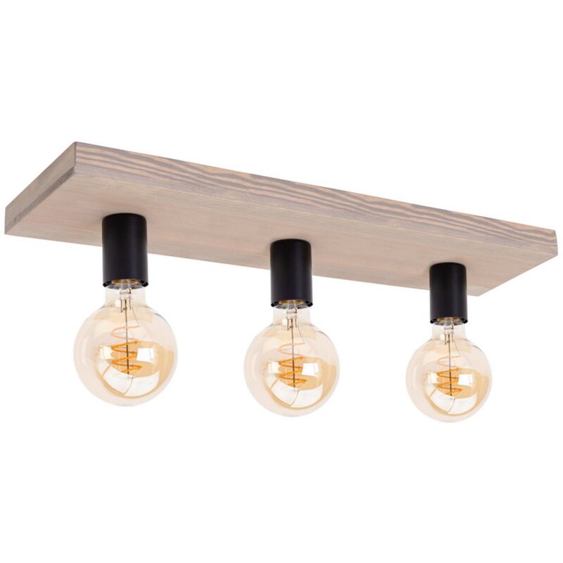foto del prodotto epikasa lampada a soffitto nantes, legno, metallo, marrone, nero, 18x58x9,5 cm
