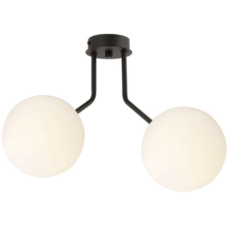 foto del prodotto epikasa lampada a soffitto nova, acciaio verniciato a polvere, vetro, nero, bianco, 37x36x14 cm