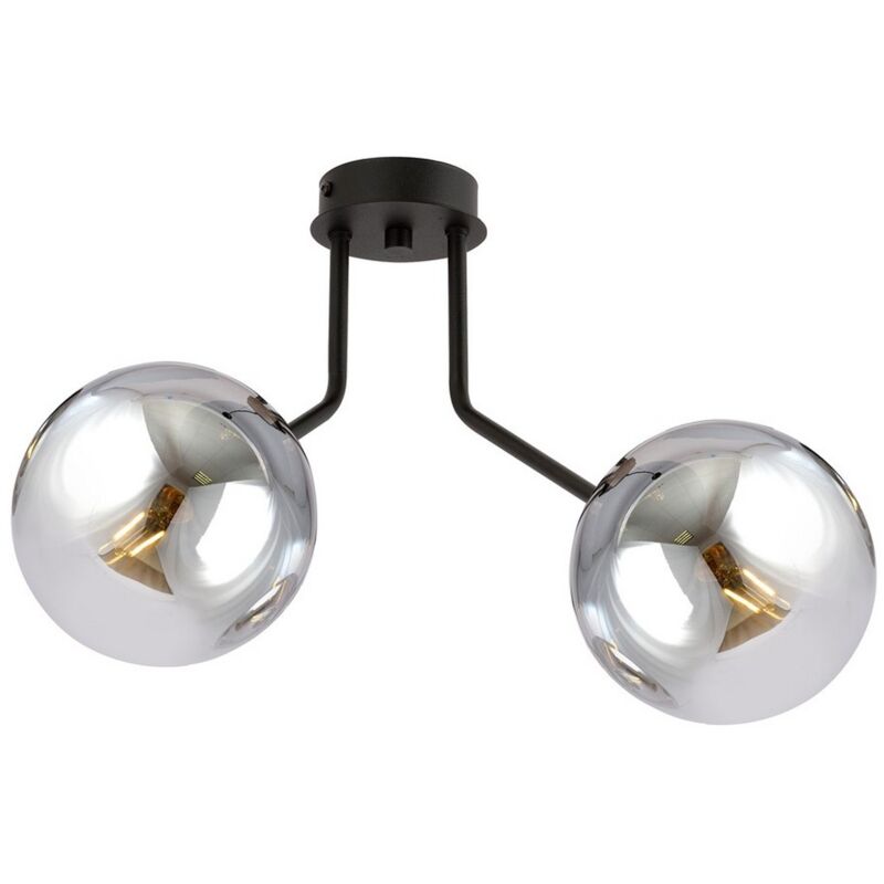 foto del prodotto epikasa lampada a soffitto nova, acciaio verniciato a polvere, vetro, nero, grigio, 37x36x14 cm
