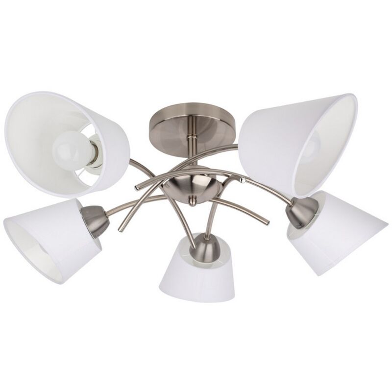 foto del prodotto epikasa lampada a soffitto pallaresa, metallo, tessuto, argento, bianco, 70x70x29 cm