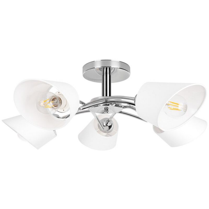 foto del prodotto epikasa lampada a soffitto pallaresa, metallo, tessuto, argento, bianco, 70x70x29 cm