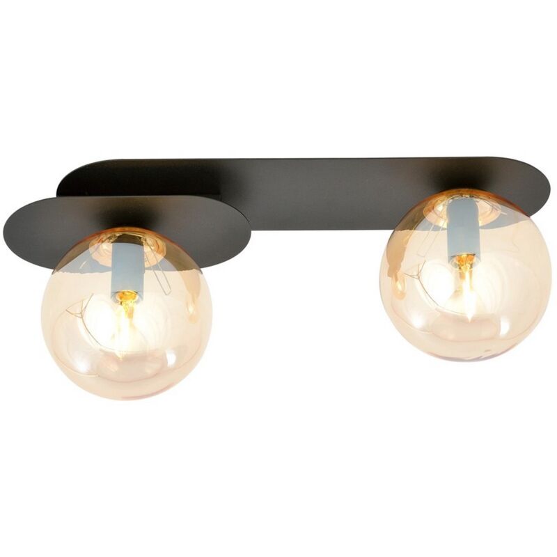 foto del prodotto epikasa lampada a soffitto plaza, acciaio verniciato a polvere, vetro, nero, ambra, 45x18x14 cm