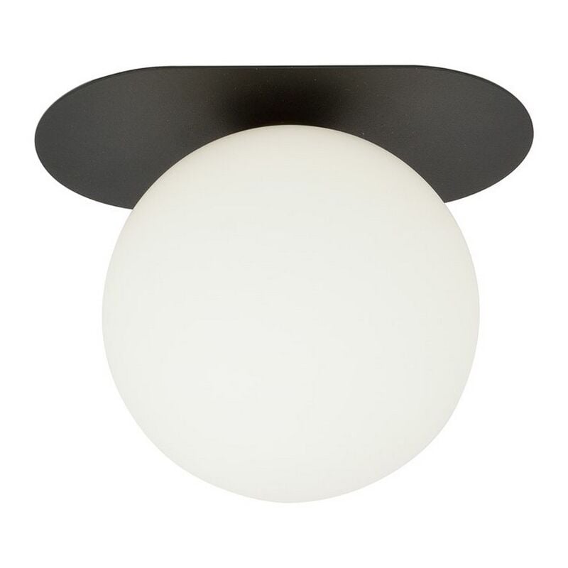 foto del prodotto epikasa lampada a soffitto plaza, acciaio verniciato a polvere, vetro, nero, bianco, 20x18x14 cm