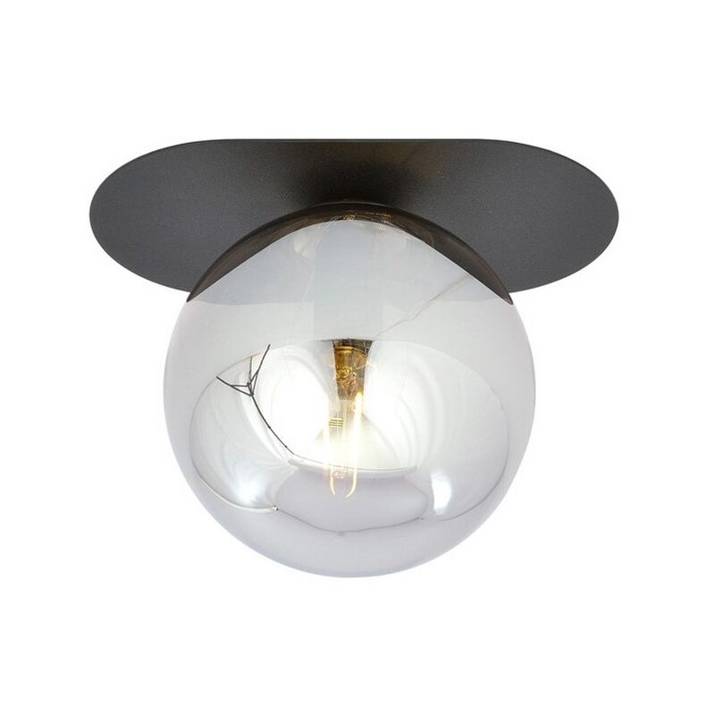 foto del prodotto epikasa lampada a soffitto plaza, acciaio verniciato a polvere, vetro, nero, grigio, 20x18x14 cm