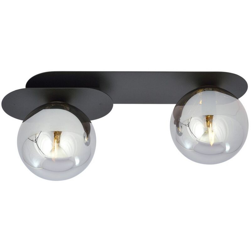 foto del prodotto epikasa lampada a soffitto plaza, acciaio verniciato a polvere, vetro, nero, grigio, 45x18x14 cm