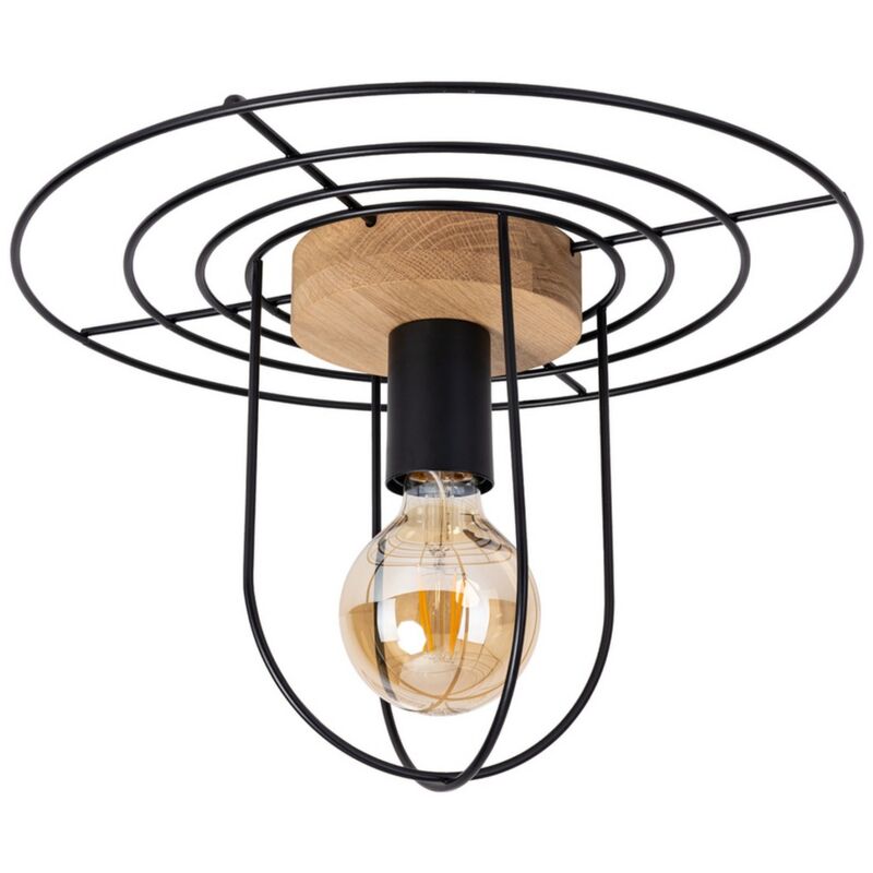 foto del prodotto epikasa lampada a soffitto raba, legno, metallo, marrone, nero, 35x35x21 cm