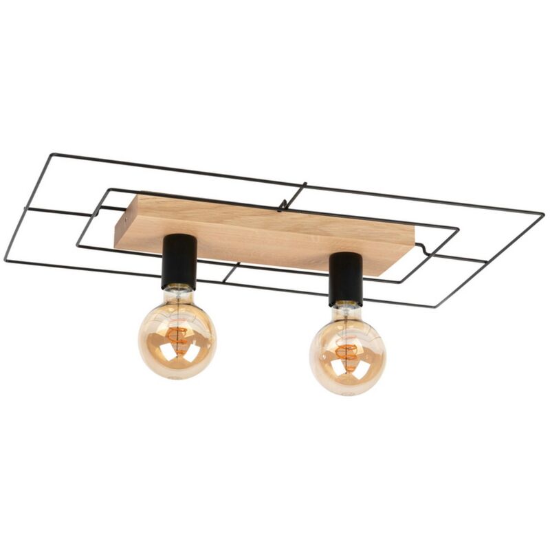 foto del prodotto epikasa lampada a soffitto raba, legno, metallo, marrone, nero, 36,5x58x10 cm