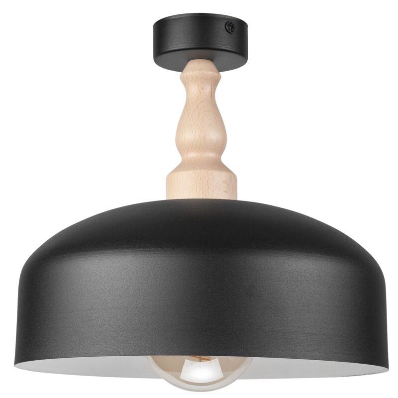 foto del prodotto epikasa lampada a soffitto rina, metallo, legno, nero, 30x30x28 cm