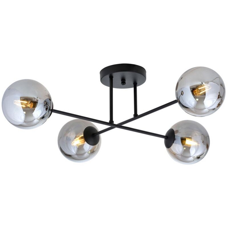 foto del prodotto epikasa lampada a soffitto roma, acciaio verniciato a polvere, vetro, nero, grigio, 55x26x75 cm