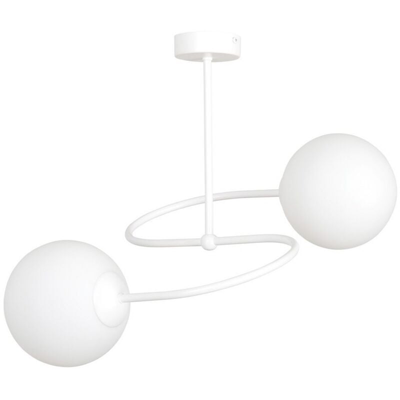foto del prodotto epikasa lampada a soffitto selbi, acciaio verniciato a polvere, vetro, bianco, 44x42x44 cm