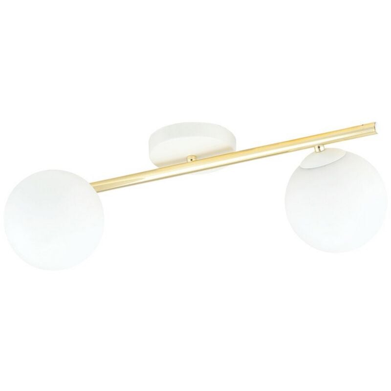 foto del prodotto epikasa lampada a soffitto splendi, acciaio verniciato a polvere, vetro, bianco, oro, 55x20x29 cm