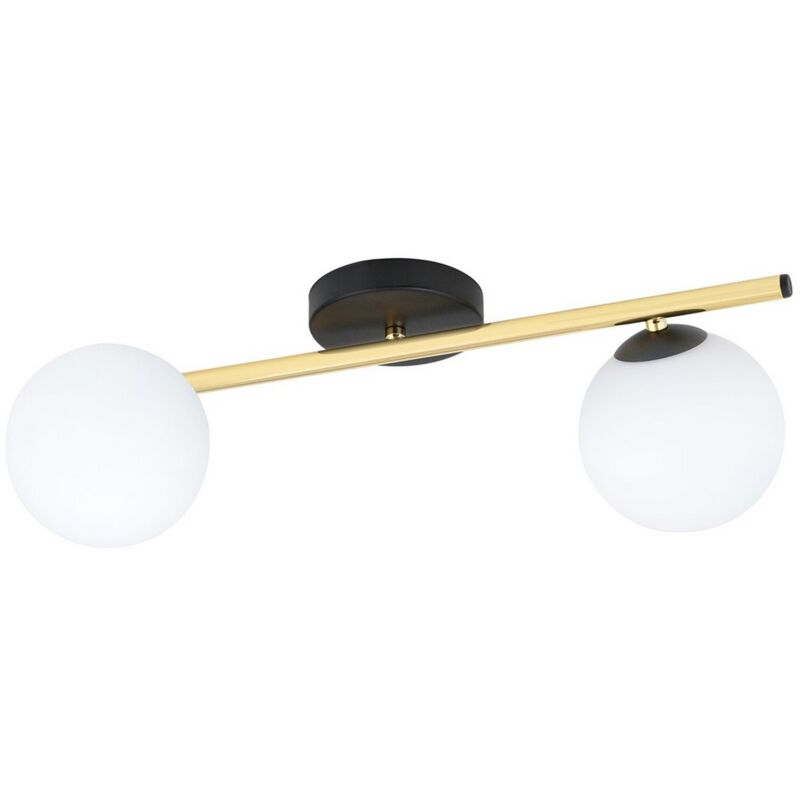 foto del prodotto epikasa lampada a soffitto splendi, acciaio verniciato a polvere, vetro, nero, oro, bianco, 55x20x29 cm