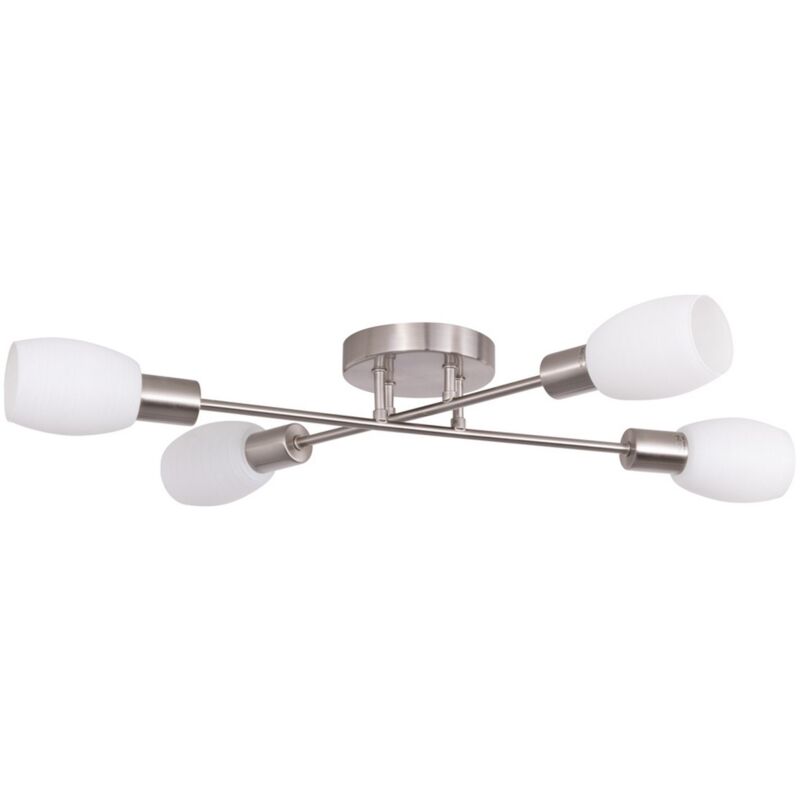 foto del prodotto epikasa lampada a soffitto tamega, metallo, vetro, argento, bianco, 58x67x11 cm