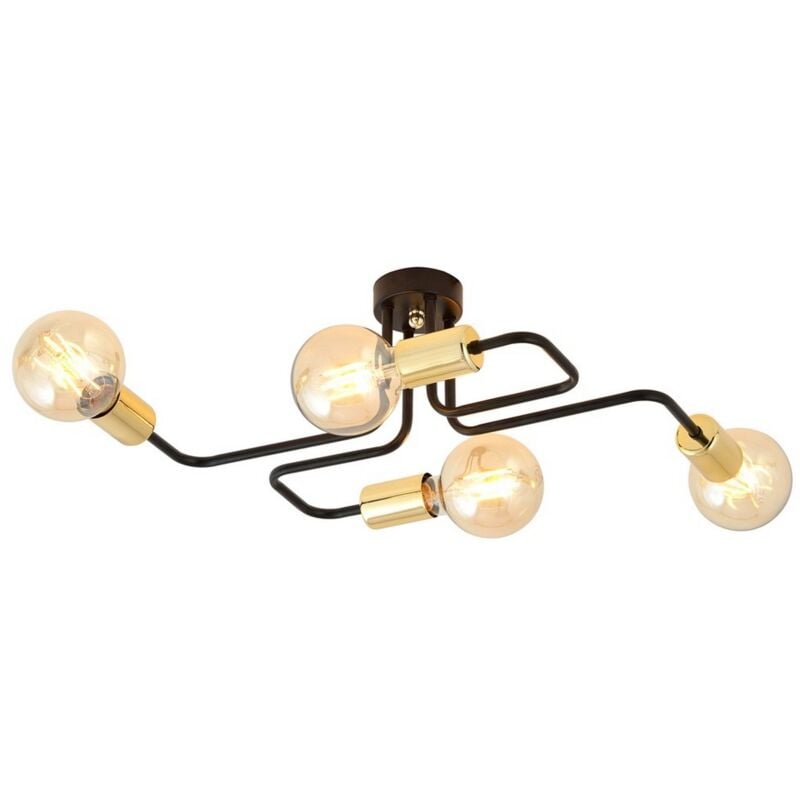 foto del prodotto epikasa lampada a soffitto veken, acciaio verniciato a polvere, nero, oro, 45x17x30 cm