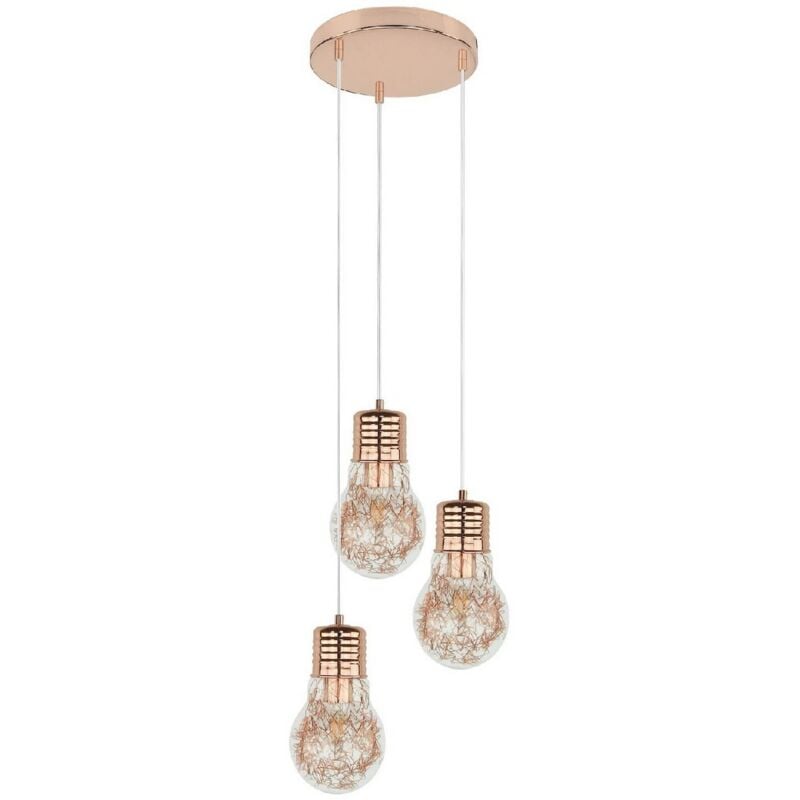 foto del prodotto epikasa lampada a sospensione bulb, metallo, vetro, rame, 20x20x110 cm