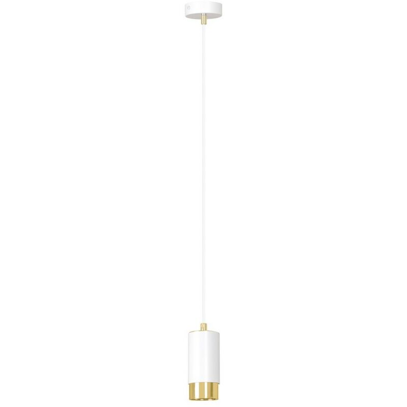 foto del prodotto epikasa lampada a sospensione fumiko, acciaio verniciato a polvere, bianco, oro, 8x100x8 cm