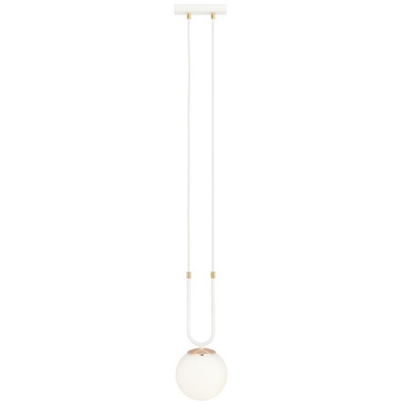 foto del prodotto epikasa lampada a sospensione glam, acciaio verniciato a polvere, vetro, bianco, 15x115x15 cm