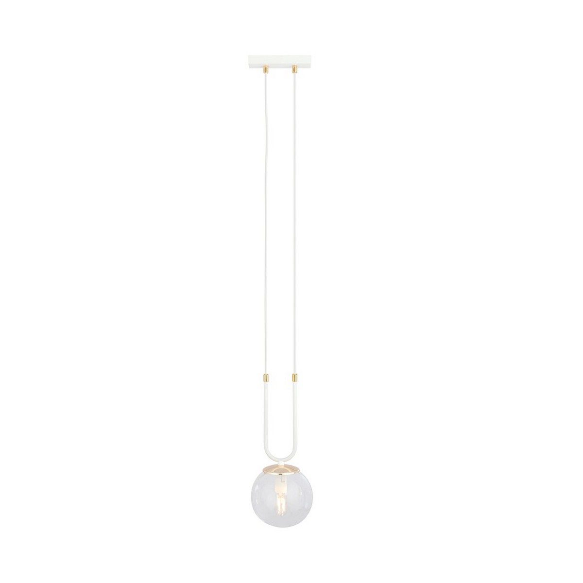 foto del prodotto epikasa lampada a sospensione glam, acciaio verniciato a polvere, vetro, bianco, 15x115x15 cm