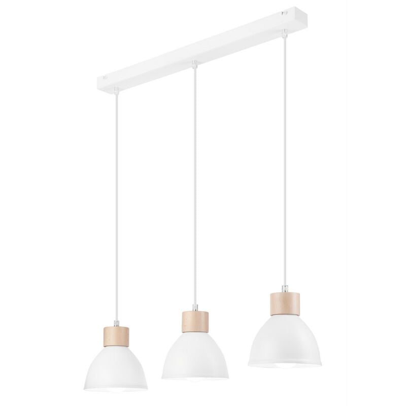 foto del prodotto epikasa lampada a sospensione nico, metallo, legno, bianco, 80x70x15 cm