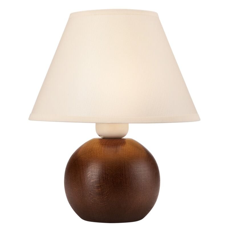 foto del prodotto epikasa lampada da tavolo ball, acciaio, legno, tessuto, marrone, 24x24x19 cm