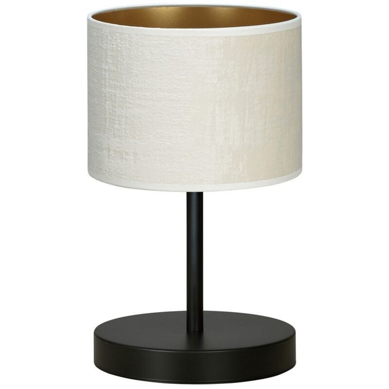 foto del prodotto epikasa lampada da tavolo hilde, acciaio verniciato a polvere, tessuto, nero, bianco, 20x34x18 cm