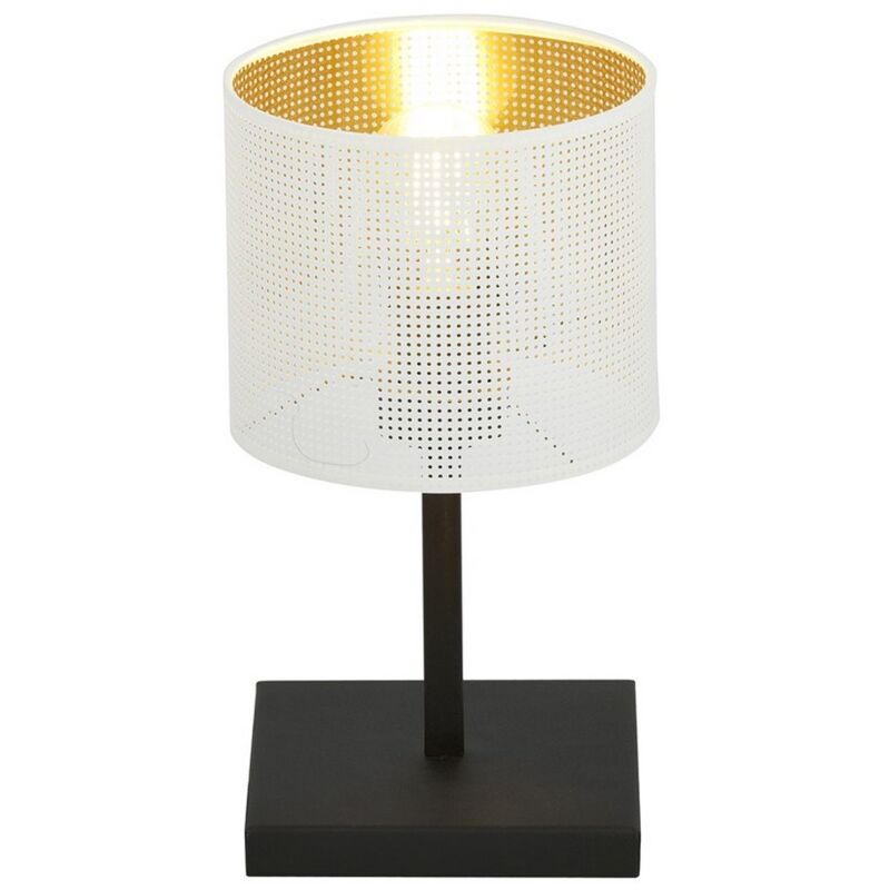 foto del prodotto epikasa lampada da tavolo jordan, acciaio verniciato a polvere, tessuto, nero, bianco, oro, 16x32x16 cm