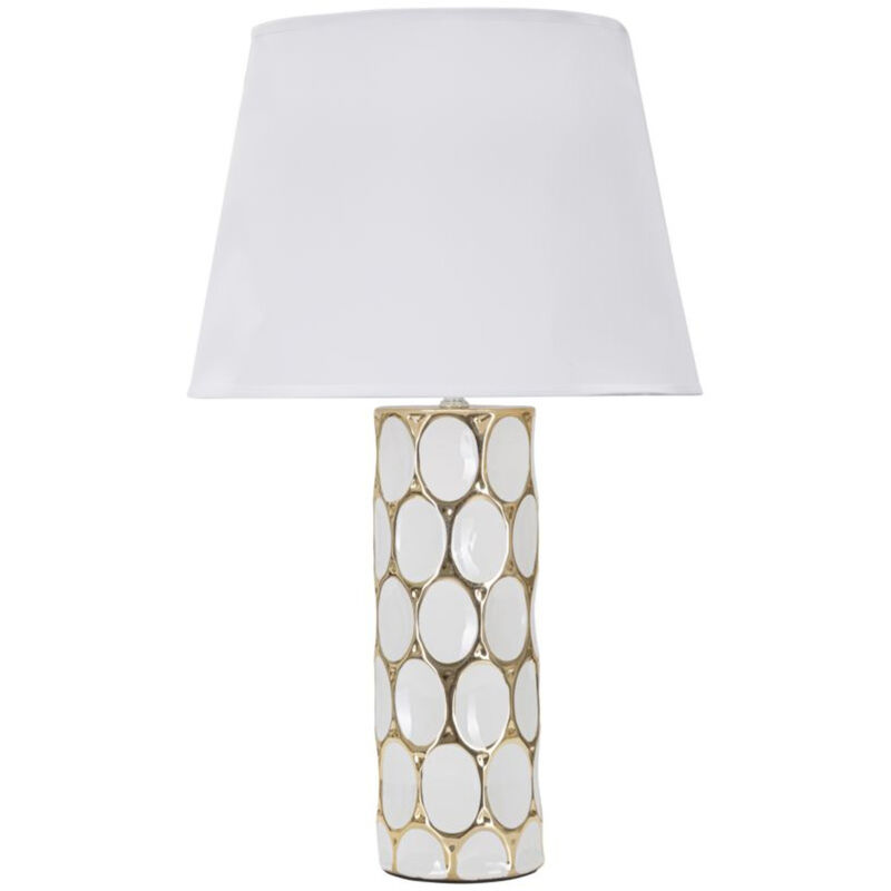foto del prodotto epikasa lampada da tavolo mf109, ceramica, metallo, tessuto, bianco, oro, 34,5x34,5x56 cm
