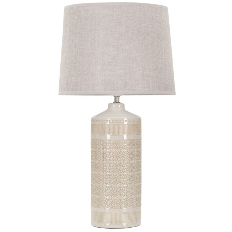 foto del prodotto epikasa lampada da tavolo mf115, ceramica, metallo, tessuto, beige, 30x30x55 cm