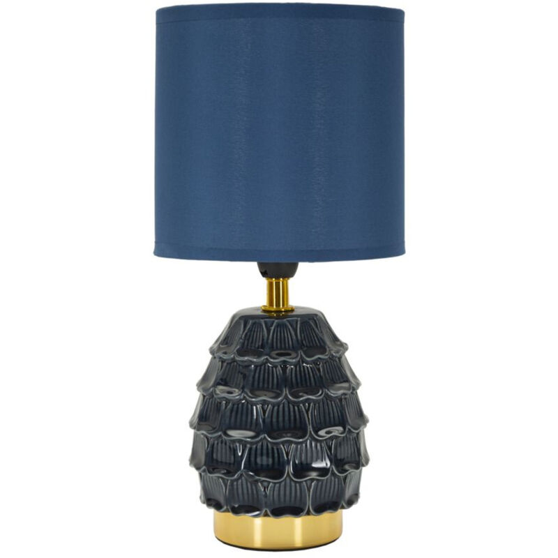 foto del prodotto epikasa lampada da tavolo mf96, ceramica, metallo, tessuto, blu, 15x15x30,5 cm
