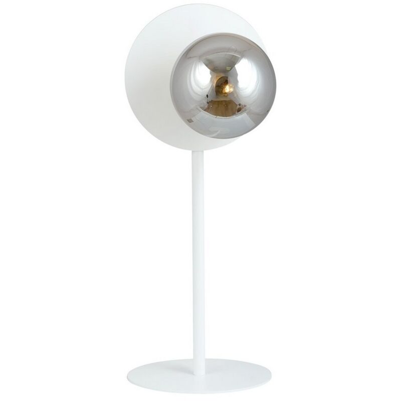foto del prodotto epikasa lampada da tavolo oslo, acciaio verniciato a polvere, vetro, bianco, grigio, 20x50x20 cm
