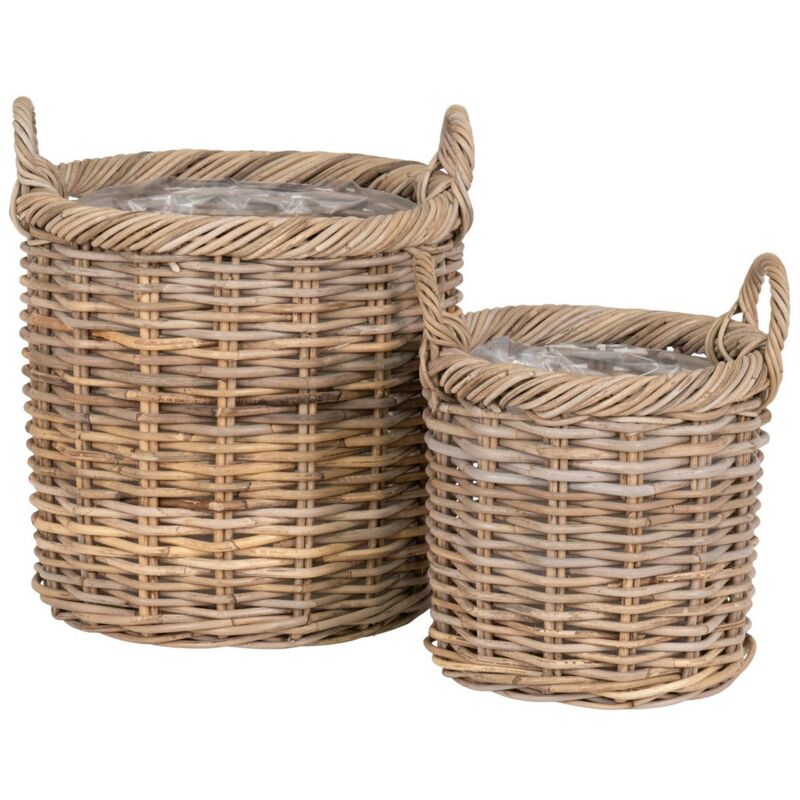 foto del prodotto epikasa set di 2 cesti portaoggetti gili, rattan, marrone, 40x40x48 cm
