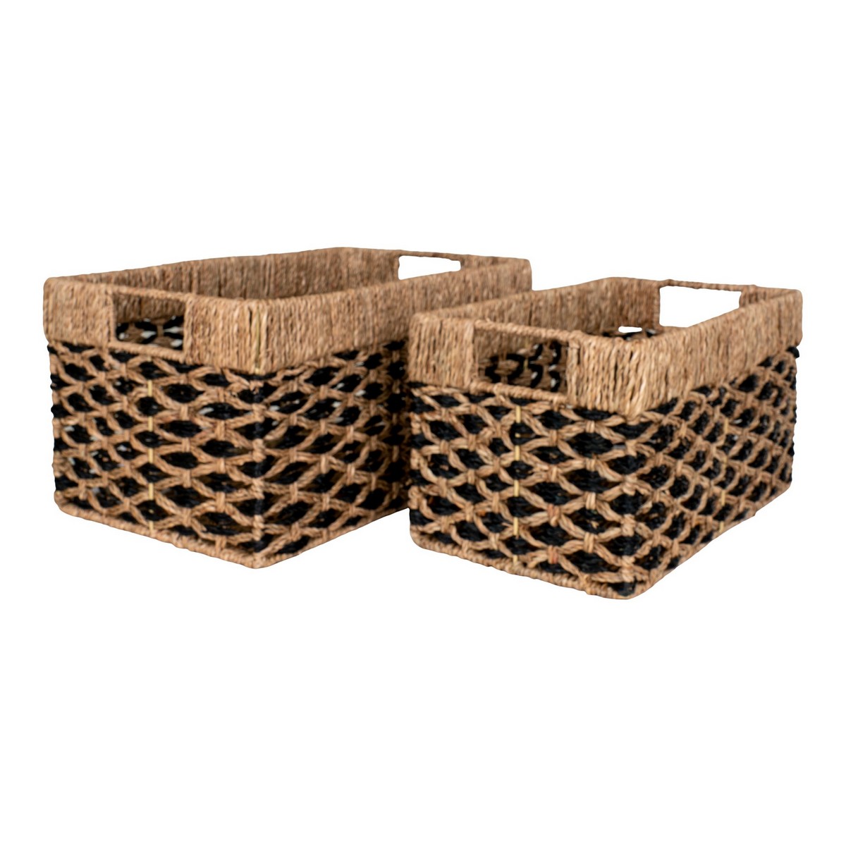 foto del prodotto epikasa set di 2 cesti portaoggetti salar, erba marina, nero, marrone, 40x25x21 cm
