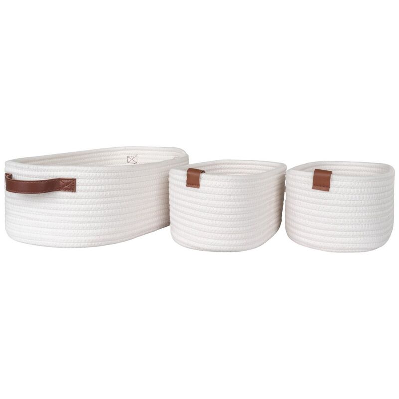 foto del prodotto epikasa set di 3 cesti portaoggetti jarana, cotone, bianco, 25x35x13 cm