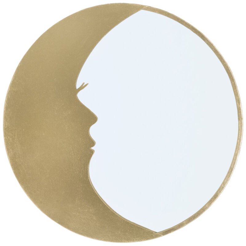 foto del prodotto epikasa specchio con cornice luna 1, metallo, mdf, vetro, oro, 72,5x3x72,5 cm