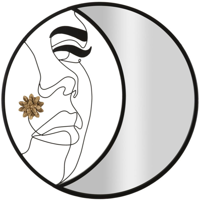 foto del prodotto epikasa specchio con cornice luna 4, metallo, vetro, nero, oro, 80x3,8x80 cm